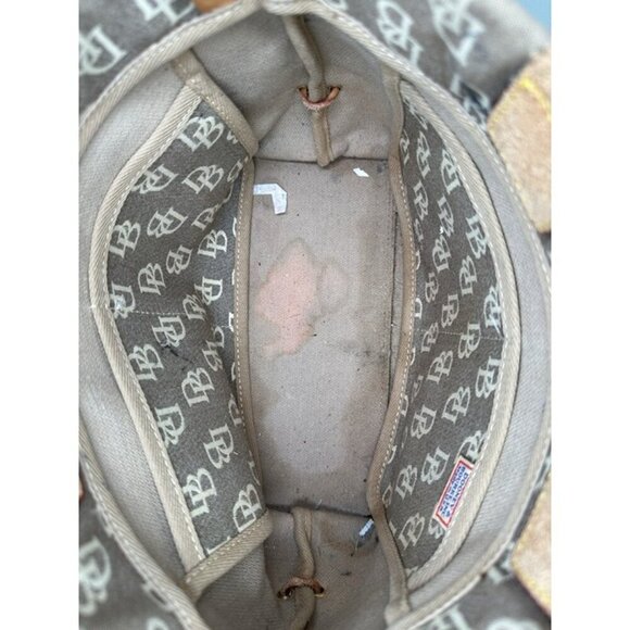 Dooney Bourke Designer Handbag Beige And Brown Canvas Bag With Tassels - Picture 7 of 12